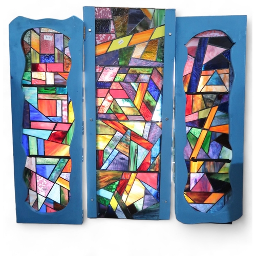 A collection of stained glass panels