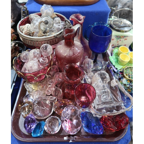 229 - A collection of cranberry glass and other items