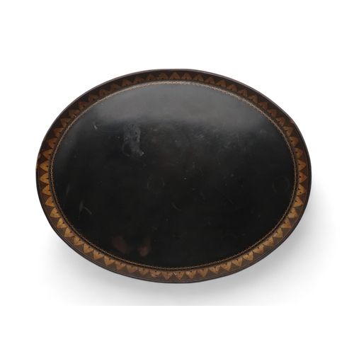 239 - A large papier mache tray, painted black with gilt decoration approx 78cm 