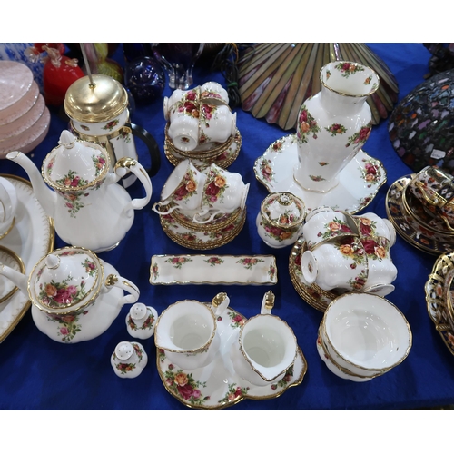 243 - A Royal Albert Old Country Roses tea and coffee set including a cafetiere, coffee pot, teapot, cups,... 