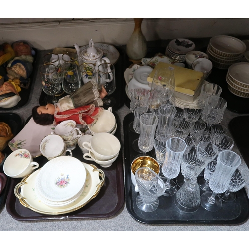 255 - Assorted ceramics and glass including Wedgwood Wellesley cups, saucers and plates etc