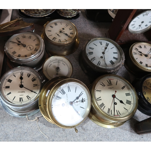 261 - A collection of assorted clocks, gauges, barometers, a Hatton Garden compass etc