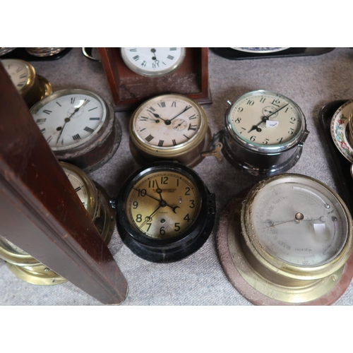 261 - A collection of assorted clocks, gauges, barometers, a Hatton Garden compass etc