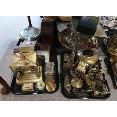 263 - Assorted brassware including a footman, clocks etc