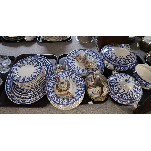 265 - An antique ceramics three piece tea set, other tea wares, a Burleighware Dick Turpin charger and jug... 