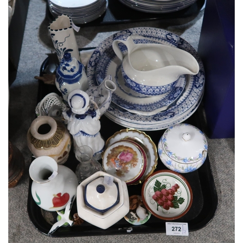 272 - An assortment of decorative ceramics and glass including dinner wares, vases, figures etc