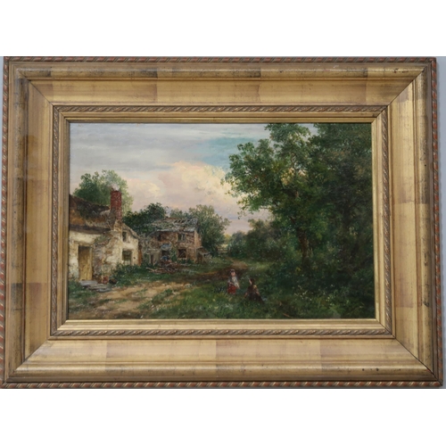 909 - 19TH CENTURY SCHOOL SUMMER LANE BRIXHAM Oil on canvas, 31 x 46cm Titled and signed ve... 