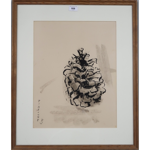 958 - FLORENCE JAMIESON (SCOTTISH 1925-1971) PINECONE Watercolour, signed lower left, 46 x 35cm&... 