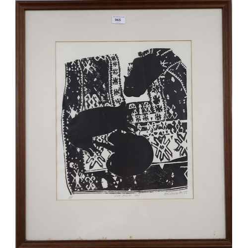 965 - BEL COWIE (SCOTTISH 1943-1983) CAT PRINT N.1 Screenprint, signed lower right, A/P inscribed, dated (... 