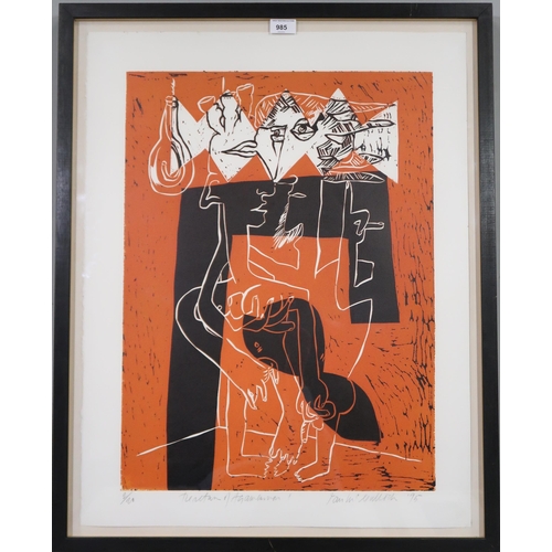 985 - IAN MCCULLOCH (SCOTTISH b.1935) THE RETURN OF AGAMEMNON Linocut, signed lower right, dated (19)95, n... 