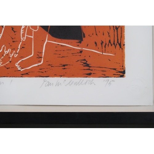 985 - IAN MCCULLOCH (SCOTTISH b.1935) THE RETURN OF AGAMEMNON Linocut, signed lower right, dated (19)95, n... 