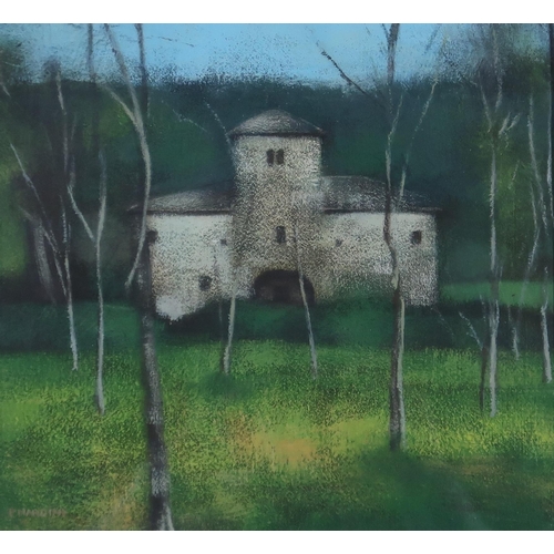 987 - PETER NARDINI (SCOTTISH b.1947) CHATEAUX IN THE WOODS Acrylic on board, signed lower left, 26 x 26cm... 