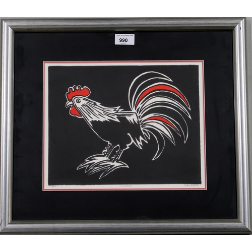 990 - JOHN POTTER (CONTEMPORARY SCHOOL) COCKEREL Woodcut, signed lower right, numbered 15/100, 24 x 31cmTh... 