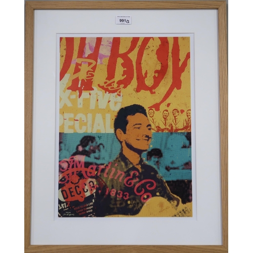 991 - JIM RAFFERTY (CONTEMPORARY SCHOOL) LONNIE DONEGAN Print multiple, 46 x 34cm Together with a similar ... 