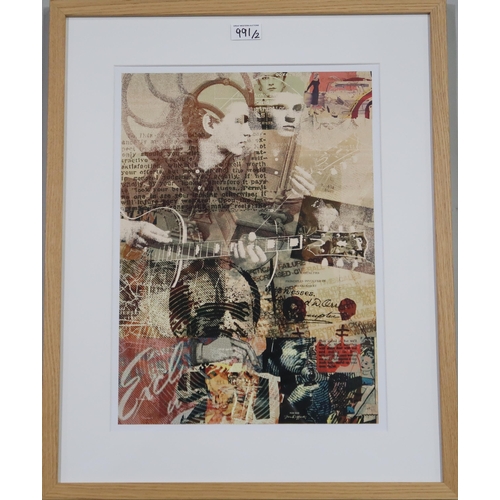 991 - JIM RAFFERTY (CONTEMPORARY SCHOOL) LONNIE DONEGAN Print multiple, 46 x 34cm Together with a similar ... 