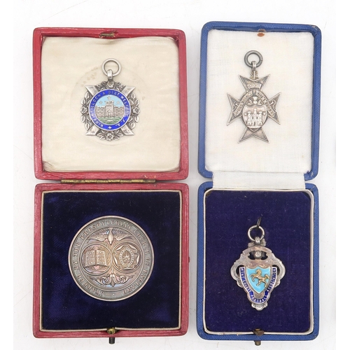 462 - A silver and enamel Kirkintilloch & District Welfare F.A. fob medal by Thomas Fattorini, Birming... 