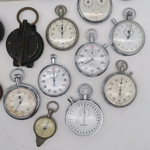 469 - A collection of 20th century stopwatches, comprising examples by Seiko, Hanhart, Junhans and Record,... 