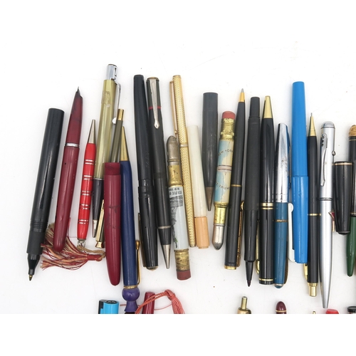 A mixed collection of fountain and ballpoint pens, to include Waterman ...