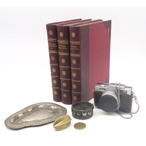 515 - Three half-leatherbound volumes of Britain Beautiful, a WW1 Victory Medal awarded to 66070 Spr. J. S... 