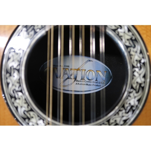 353 - An Ovation 12 string acoustic guitar, model 1155, serial number 307217 this 20 fret guitar come... 