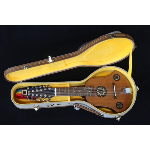 A Paul Hathaway 12 string bell Cittern or cithrinchen cittern this handcrafted six course 17 fret cittern comes with a canvas bound fitted case.