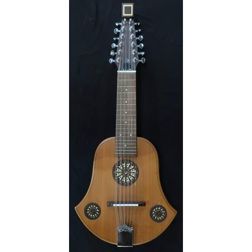 354 - A Paul Hathaway 12 string bell Cittern or cithrinchen cittern this handcrafted six course 17 fret ci... 