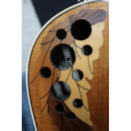 355 - An Ovation MM68 electro acoustic mandolin serial number 487287 featuring OP-24 electronics and cut a... 