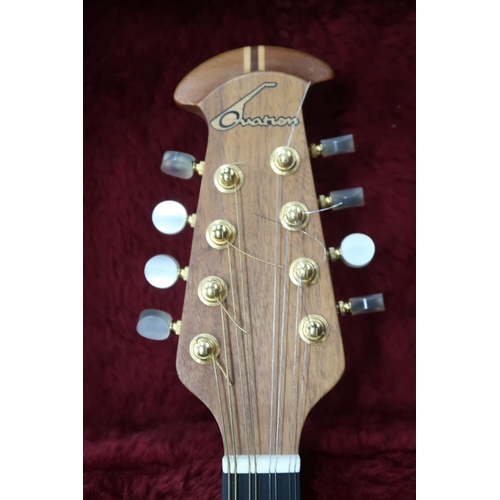 355 - An Ovation MM68 electro acoustic mandolin serial number 487287 featuring OP-24 electronics and cut a... 