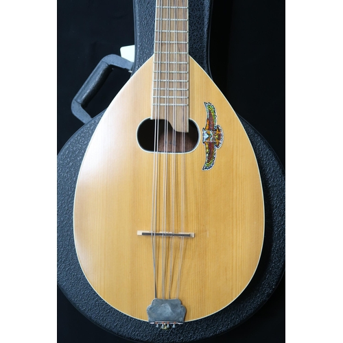 364 - A contemporary mandola in natural finish, 18 frets with a fitted case