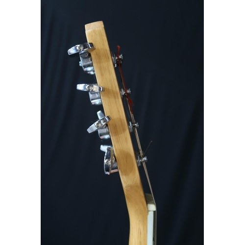 364 - A contemporary mandola in natural finish, 18 frets with a fitted case