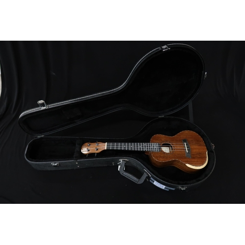 365 - A Barns & Mullins ukulele model BMUK5C with a fitted banjo case