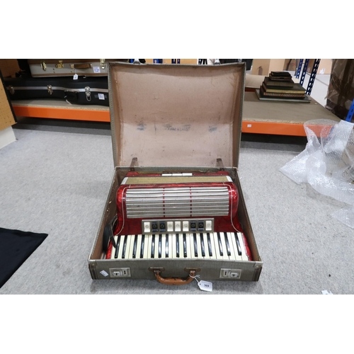 369 - A HOHNER TANGO II M 96 bass  37 key piano accordion in red with case