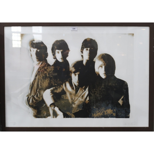 379 - THE ROLLING STONES - group shot by Gered Mankowitz at Masons Yard, London, multicolour silkscre... 