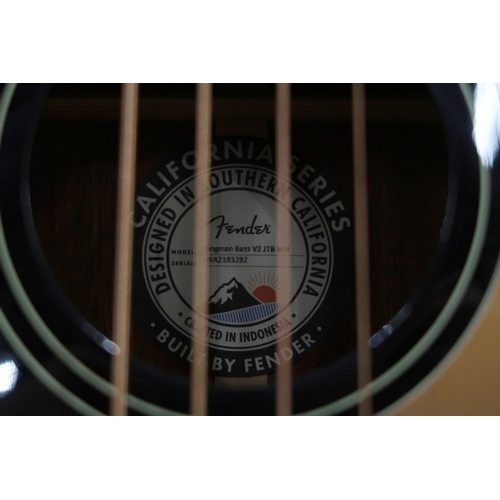 385 - A Fender Kingman electro acoustic bass guitar V2 JTB WN in black with golden scratch plate serial nu... 