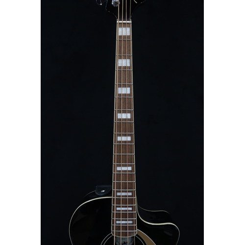 385 - A Fender Kingman electro acoustic bass guitar V2 JTB WN in black with golden scratch plate serial nu... 