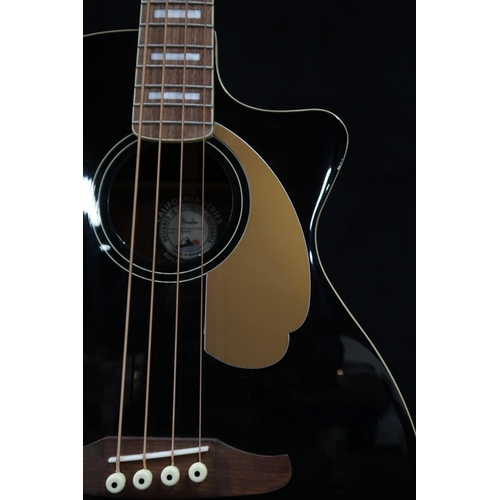 385 - A Fender Kingman electro acoustic bass guitar V2 JTB WN in black with golden scratch plate serial nu... 