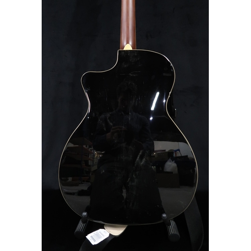 385 - A Fender Kingman electro acoustic bass guitar V2 JTB WN in black with golden scratch plate serial nu... 