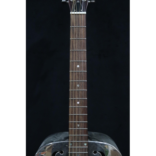 387 - KING a King Recording steel body resonator six string guitar model RM-998-D in a fitted guitar case.... 