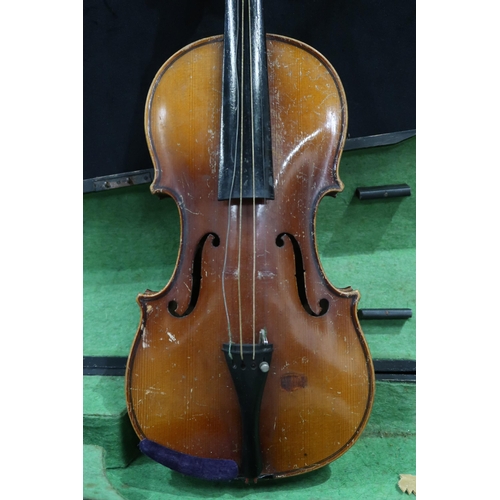 390 - A two piece back violin 33.5cm with case.This Instrument is from the estate of the late Scottish sin... 