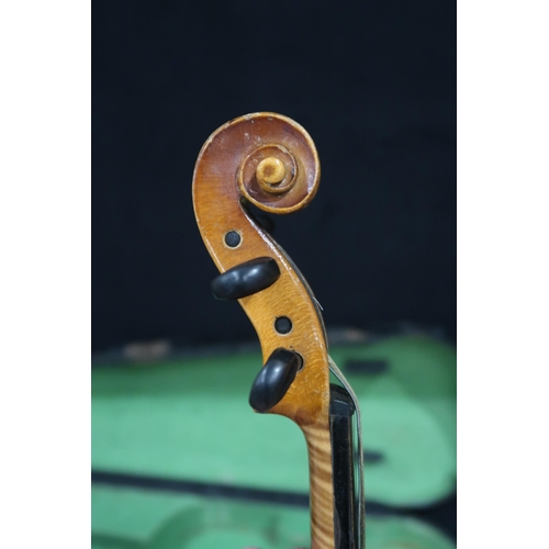 390 - A two piece back violin 33.5cm with case.This Instrument is from the estate of the late Scottish sin... 