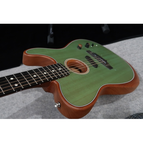 393 - FENDER A Fender Telecaster Acoustasonic six string electric guitar in surf green with a padded Fende... 