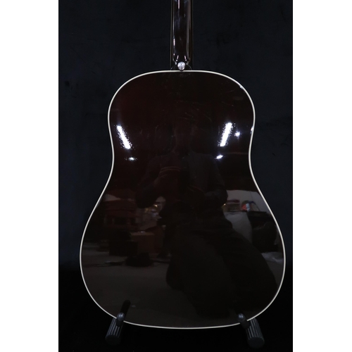 395 - GIBSON a Gibson Southern Jumbo electro acoustic six string guitar in brown burst with a tortoise she... 