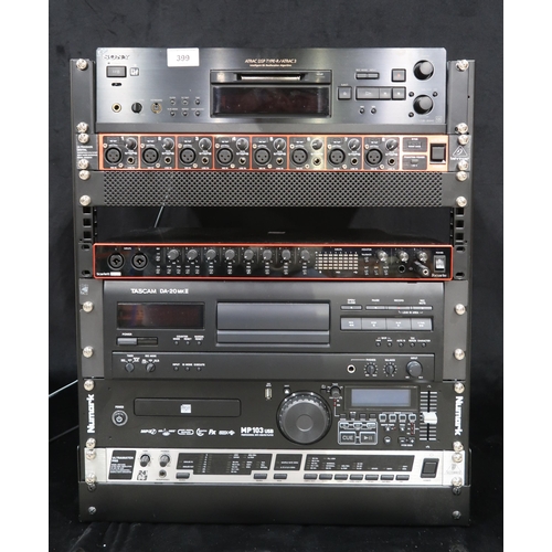 399 - Recording Studio Equipment including a Behringer ADA8200 Ultragain Pro Digital 8 in/ 8 out, Focusrit... 