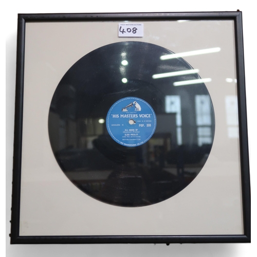 408 - A lot of five professionally framed 78 R.P.M records with Elvis - All Shook UP, Buddy Holly - Rainin... 