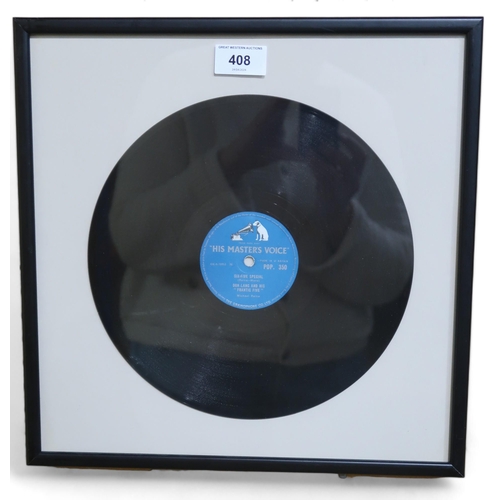 408 - A lot of five professionally framed 78 R.P.M records with Elvis - All Shook UP, Buddy Holly - Rainin... 