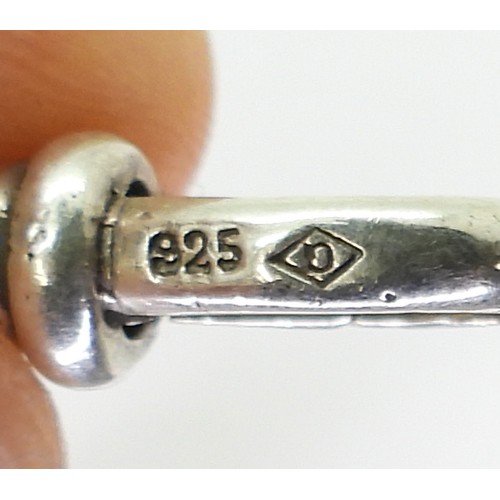 845 - A heavy silver tapered fob chain with silver medallion, hallmarked to every link, tapers from 12.1mm... 