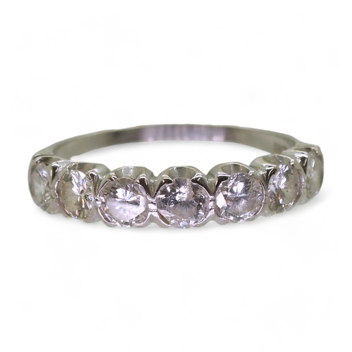 2703 - A SEVEN STONE DIAMOND RINGmounted in 18ct white gold set with estimated approx 1.20cts of brilliant ... 