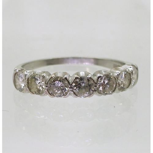 2703 - A SEVEN STONE DIAMOND RINGmounted in 18ct white gold set with estimated approx 1.20cts of brilliant ... 