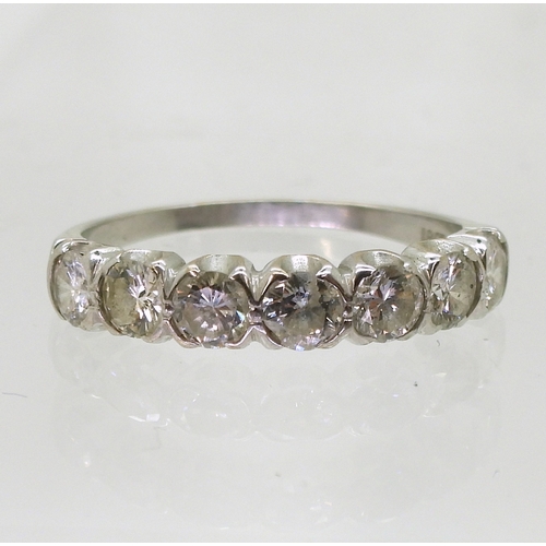 2703 - A SEVEN STONE DIAMOND RINGmounted in 18ct white gold set with estimated approx 1.20cts of brilliant ... 