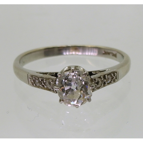 2704 - A VINTAGE DIAMOND SOLITAIRE RINGclassic platinum crown mount set with an estimated approx. 0.86cts c... 